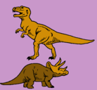 Dibujo Triceratops y tiranosaurios rex pintado por DESCHI