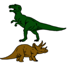Dibujo Triceratops y tiranosaurios rex pintado por jhojan