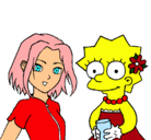 Dibujo Sakura y Lisa pintado por zasucke
