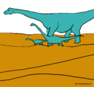 Dibujo Familia de Braquiosaurios pintado por JONATAN