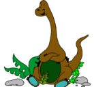 Dibujo Diplodocus sentado pintado por APHI
