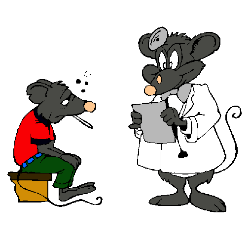 Doctor y paciente ratón