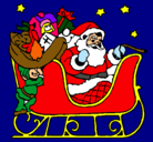 Dibujo Papa Noel en su trineo pintado por JHOSSELINE