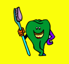Dibujo Muela y cepillo de dientes pintado por karlaximena