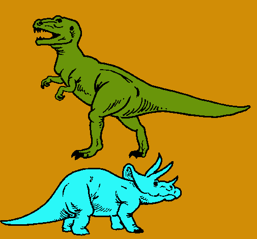 Dibujo Triceratops y tiranosaurios rex pintado por chipipi