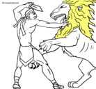 Dibujo Gladiador contra león pintado por angelaka