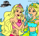 Dibujo Barbie se despiede de la reina sirena pintado por bale
