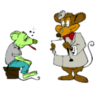 Dibujo Doctor y paciente ratón pintado por DibuGothel