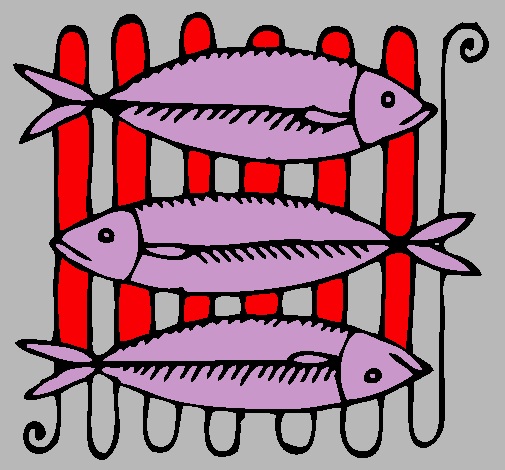 Dibujo Pescado a la brasa pintado por chipipi