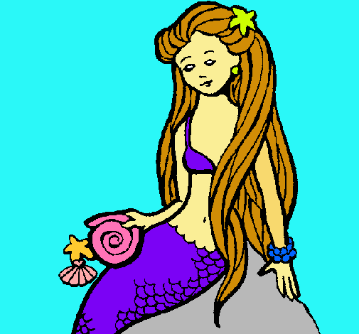 Dibujo Sirena con caracola pintado por mariaaaaaa