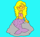 Dibujo Sirena sentada en una roca pintado por halaia