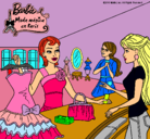Dibujo Barbie en una tienda de ropa pintado por YOYO