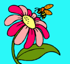 Dibujo Margarita con abeja pintado por Lucita 