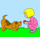 Dibujo Niña y perro jugando pintado por adrrea
