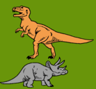 Dibujo Triceratops y tiranosaurios rex pintado por patricio