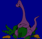 Dibujo Diplodocus sentado pintado por laboratorio