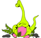 Dibujo Diplodocus sentado pintado por changos 