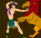 Dibujo Gladiador contra león pintado por Ayelen