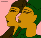 Dibujo Ramsés y Nefertiti pintado por Pantaraya
