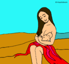Dibujo Madre con su bebe pintado por maki
