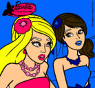 Dibujo Barbie y su amiga pintado por noria 