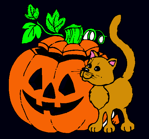 Calabaza y gato