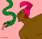 Dibujo Serpiente y guerrero pintado por Pantaraya