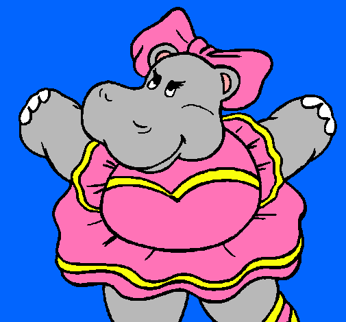 Dibujo Hipopótama con lazo pintado por VIRLLY
