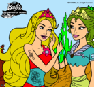 Dibujo Barbie se despiede de la reina sirena pintado por Ligia