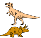 Dibujo Triceratops y tiranosaurios rex pintado por lycnas