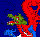 Dibujo Dragón japonés pintado por carmine