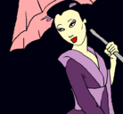Dibujo Geisha con paraguas pintado por Andreitaah