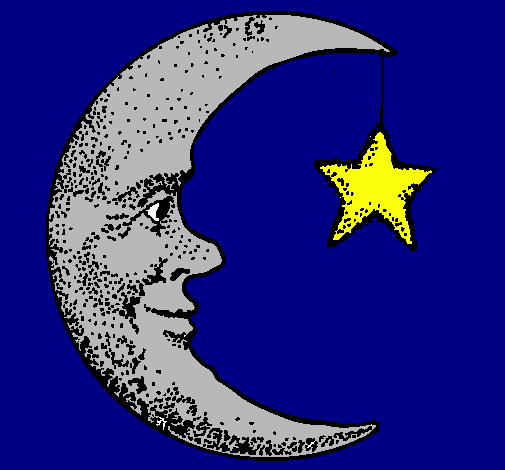Dibujo Luna y estrella pintado por Carii