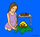 Dibujo Mujer cocinando pintado por sary