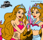 Dibujo Barbie se despiede de la reina sirena pintado por sali