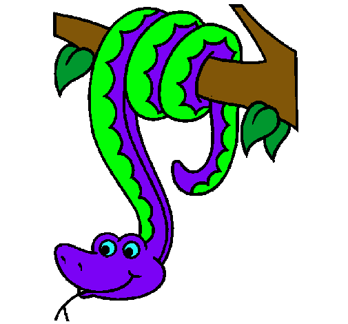 Dibujo Serpiente colgada de un árbol pintado por lauh