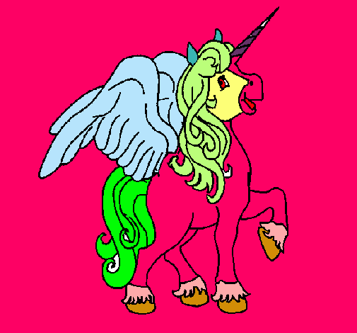 Dibujo Unicornio con alas pintado por aliz