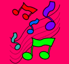 Dibujo Notas en la escala musical pintado por  musicales
