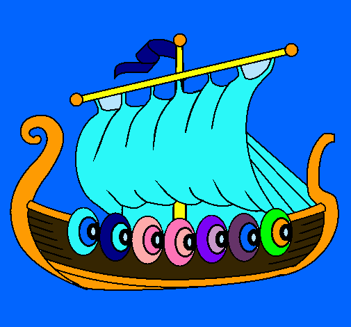 Dibujo Barco vikingo pintado por emicaqui