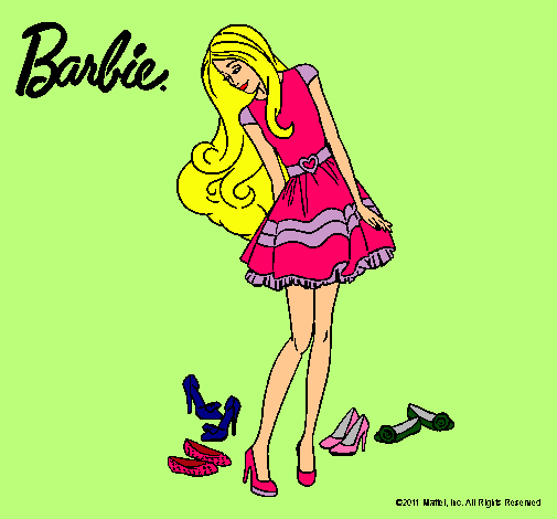 Dibujo Barbie y su colección de zapatos pintado por Sariita