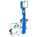 Dibujo Muela y cepillo de dientes pintado por luise97