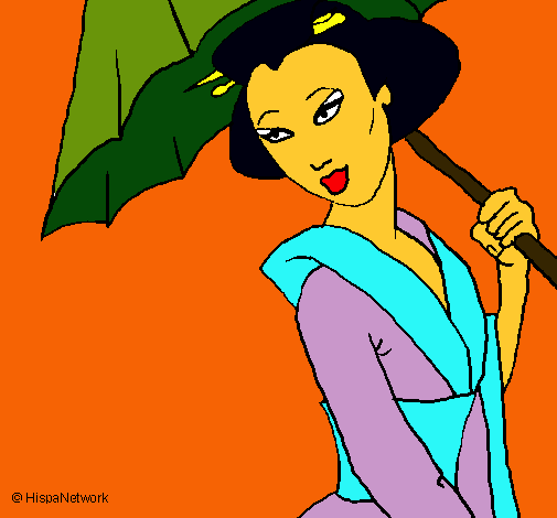 Dibujo Geisha con paraguas pintado por Nueva13