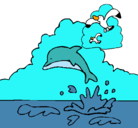 Dibujo Delfín y gaviota pintado por hyhjhh