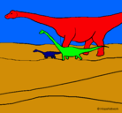 Dibujo Familia de Braquiosaurios pintado por campanita