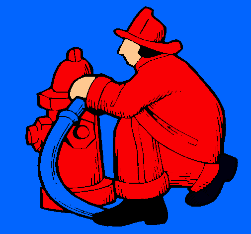 Dibujo Bombero en la boca de incendios pintado por chipipi