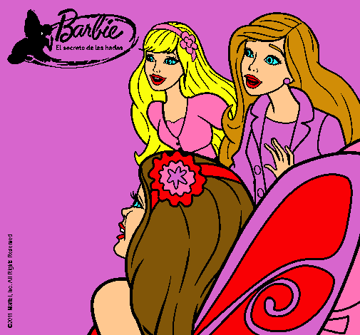Dibujo Barbie y sus amigas sorprendidas pintado por adrrea