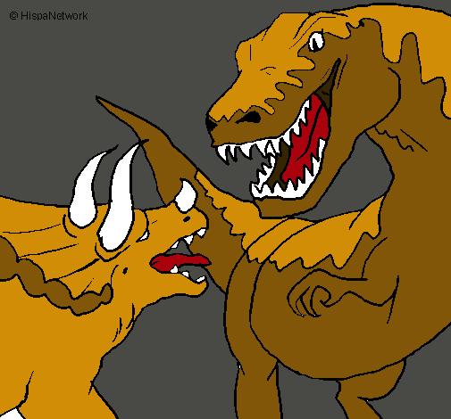 Dibujo Lucha de dinosaurios pintado por andrus100