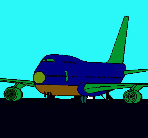 Dibujo Avión en pista pintado por juadi