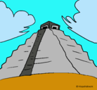Dibujo Templo Chichén Itzá pintado por piramide