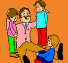 Dibujo Papa con sus 3 hijos pintado por feliiizzzzzz